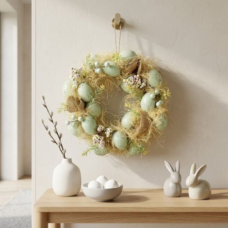 Springtime Pastel Green Egg Wreath (1/2)