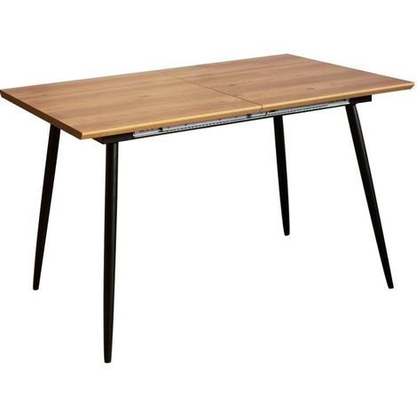 Table rectangulaire Extensible en mélamine Effet Bois et métal Noir et Naturel 76 x 160 x 80 cm
