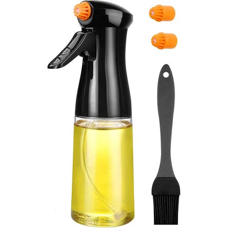 Flacon pulvérisateur rechargeable pour huile et huile d'olive, 200 ml, noir, pour vinaigre, friteuse à air.-AquaForge (1/5)