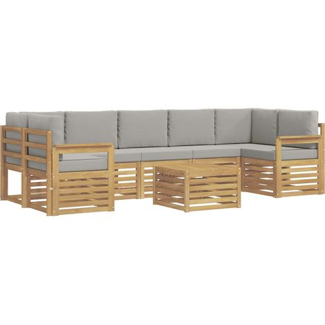vidaXL Ensemble de canapés d'extérieur 8 pc Blanc et gris clair