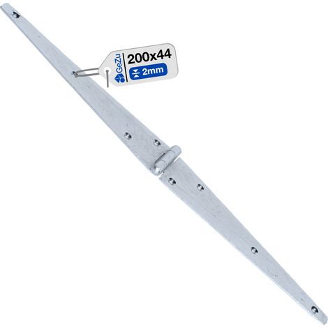 Charnière de portail galvanoplastie 200 mm – penture bout droit renforcée acier électro-plaqué fixation portail/volet bois raccord charpente – GeZu Impex
