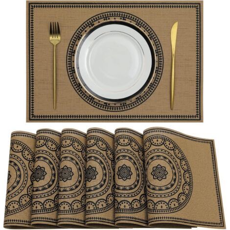 Lot de 6 Sets de Table en PVC 30x44cm Set de Table Rectangulaire Lavable Résiste à la Chaleur Napperon de Table Facile à Nettoyer pour Table à Manger Cuisine Restaurant (1/5)