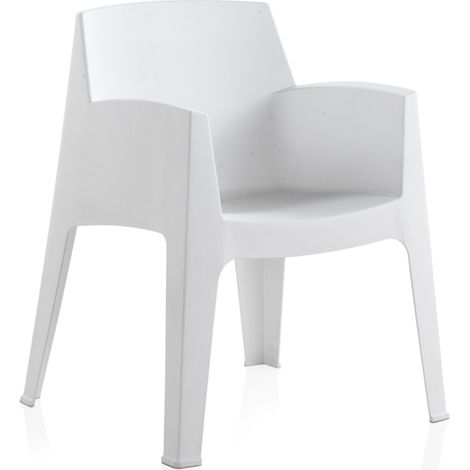Lot de 12 chaises de jardin empilables en résine coloris Blanc - Longueur 67 x Profondeur 60 x Hauteur 82 cm -PEGANE- (1/4)