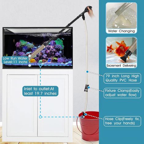 Nettoyeur de gravier et siphon pour aquarium, pompe de changement d'eau manuelle avec valve de contrôle de débit