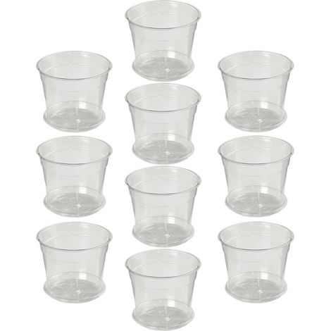 Juego de 10 macetas y 10 platillos - Para uso en interiores y jardines - Para hidroponía, trasplante, cultivo de plantas, interiores (1/5)