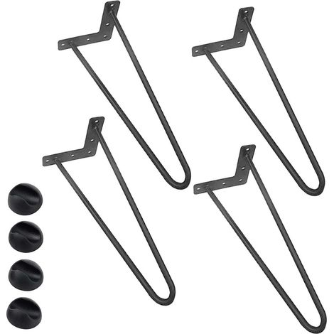 4x Gambe Piedi Tavolo Tavolino Panca Sedia 45cm Metallo Design Moderno Grigio