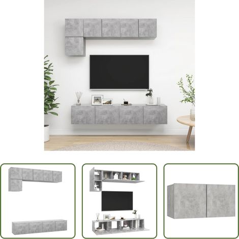 vidaXL Meuble stéréo - Ensemble de meubles TV 5 pcs Gris béton Bois d'ingénierie (1/5)