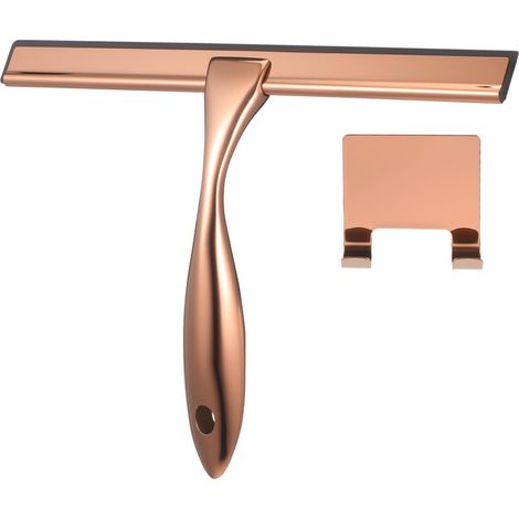 Raclette De Salle De Bain en Acier Inoxydable Et Bronze - Outil De Nettoyage De Verre pour Et Fenêtres - Design Élégant en Or Brossé Et Cuivre (1/5)
