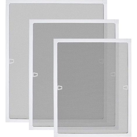 Moustiquaire pour fenêtre avec cadre aluminium 120 x 140 cm, blanc, installation sans perçage ni vis, lot de 1 pièce (1/5)