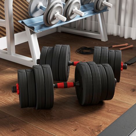2 in 1 Hanteln Set 30 kg verstellbare Kurzhantel & Langhantel professionell Dumbbell Krafttraining Schwarz