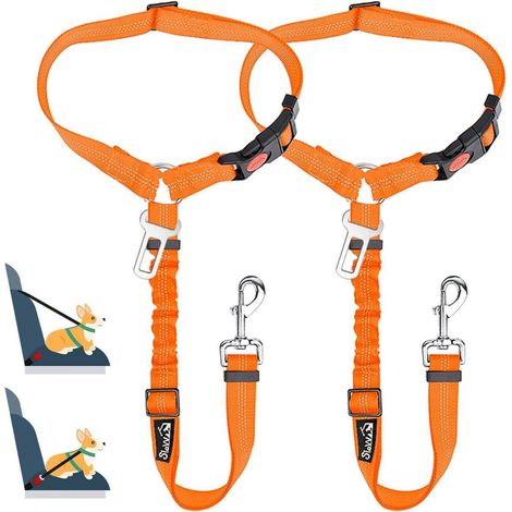 SlowTon Hundegurt Auto 2-in-1 Kopfstützen-Rückhalte Anschnallgurt Hund Auto (1/5)