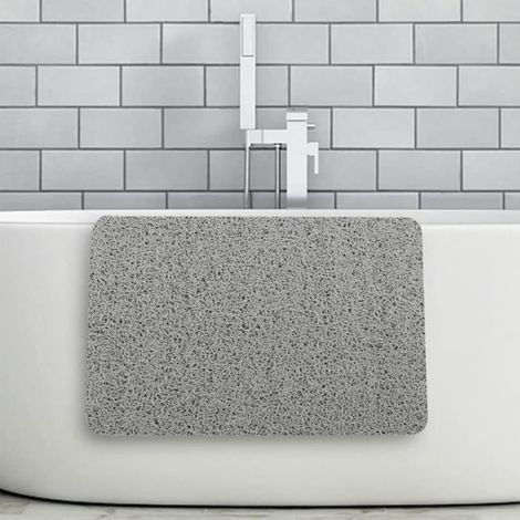 Tapis de douche antidérapant carré 60×60 cm – Gris/Blanc, séchage rapide, trous de drainage anti-moisissure (1/4)