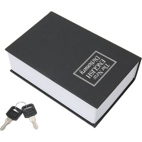 Livre coffre-fort boîte de rangement avec clés en acier inoxydable secret forme cachée pour maison bureau magasin école dortoir noir (1/5)
