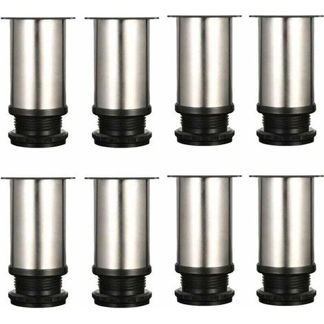 Juego de 8 patas para muebles, patas ajustables, metal cromado, altura ajustable (80-95 mm) (1/4)
