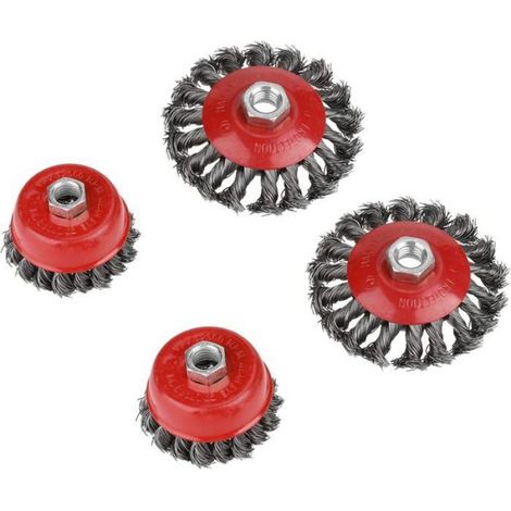 Brosse Métallique - M14 - 75 mm et 100 mm - Pour Meuleuse D'Angle - 4 Pièces (1/4)