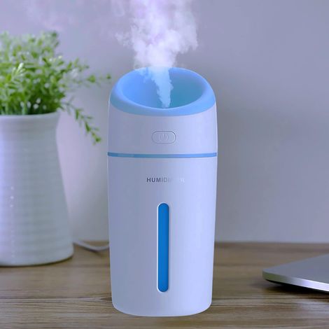 Humidificateur d'air ultrasonique USB 320 ml, mini humidificateur avec 2 modes de brumisation réglables, arrêt automatique et veilleuse colorée pour (1/5)