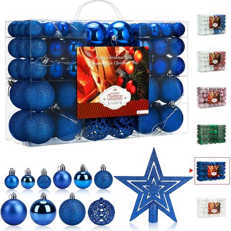 Set 101 Palline Natale per Albero Addobbi Blu 2-6 cm (1/5)