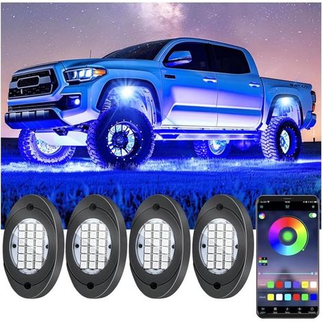 focos LED RGB para rocas – Luz inferior multicolor – Modo APP y música – 12V – Para camiones, Jeeps, SUV y ATV (1/5)