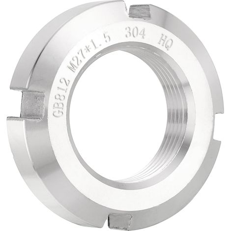 M27 x 1,5mm Écrous Ronds à Quatre Fentes de Retenue Argent (1/5)