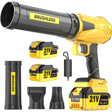 Akku-Laubbläser, Bürstenloser Motor mit 2 Akku,Leaf Blower Max 900000RPM, Luftmenge 800m³/h,3 DüSen, 1,82 Lbs Leicht – Ideal FüR Laub/Schnee/Staub/Kohlenstoff/SäGemehl