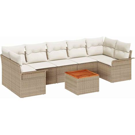 Maison Exclusive - Set Divano da Giardino 8 pz 7-Numero di posti Beige e Crema (1/5)