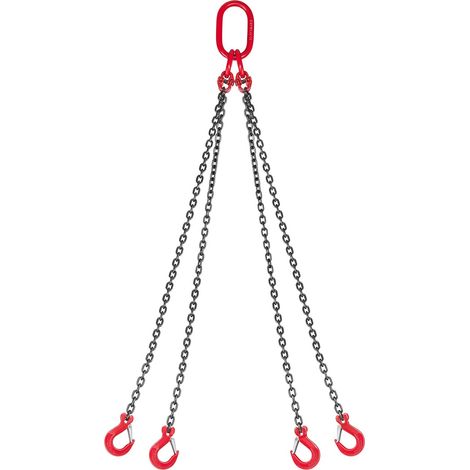 Élingue Chaîne de Levage à 4 Brins avec Crochets, 6 mm x 1,5 m, Capacité Charge 2993 kg, Chaîne de Levage Robuste Acier Allié G80, pour Chantier de Construction, Usines, Entrepôts, Quais, Ferme (1/5)