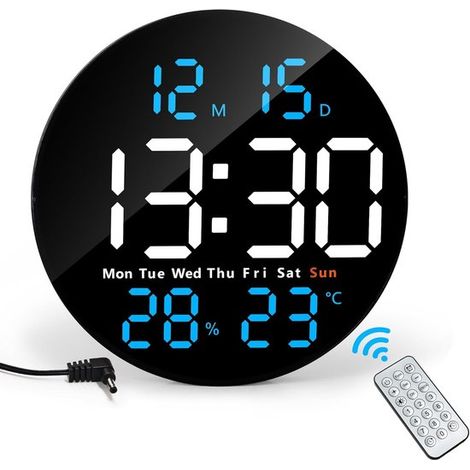 Sveglia digitale - Orologio digitale - Ampio display a LED - Con telecomando, visualizza temperatura, data e conto alla rovescia - Decorazione da parete moderna - Elegante - Multifunzionale, adatta pe