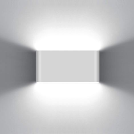 12W Moderne Applique Murale LED Lampe Murale Up Down Aluminium LED Lèche-murs Imperméable Intérieur Extérieur pour Chambre à Coucher Salon,6000K (1/5)