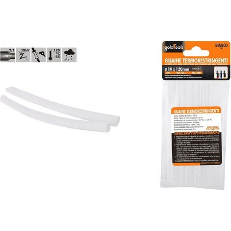 Kaela - Set 10pz Guaine Termorestringenti Termoretrattili Bianche 10 X 120 Mm Cavi 57070 - (1/2)