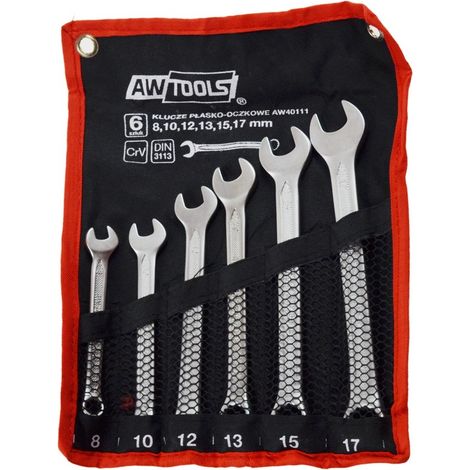 Juego de Llaves Combinadas AWTOOLS 6 piezas 8-17 mm – Alta Resistencia CRV