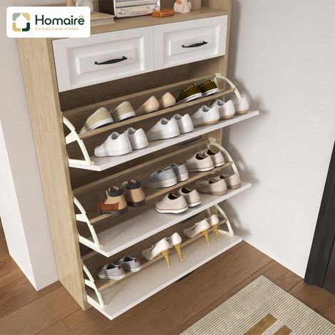 Colonne de rangement en tissu blanc 80 x 23,5 x 131 cm HOMAIRE (1/5)