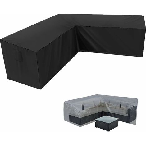 1 housse canapé d'angle, imperméable 210D Oxford, anti-poussière et UV, forme L 215x215x87 cm, pour meubles de jardin (1/5)