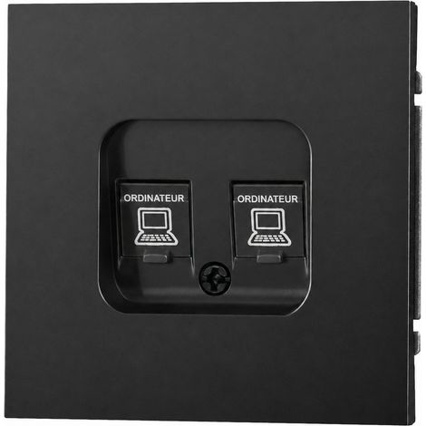 Double prise réseau RJ45 Cat 6 Z Série noir Soft Touch 13 × 9 × 10 cm pour installation informatique murale – Livraison gratuite