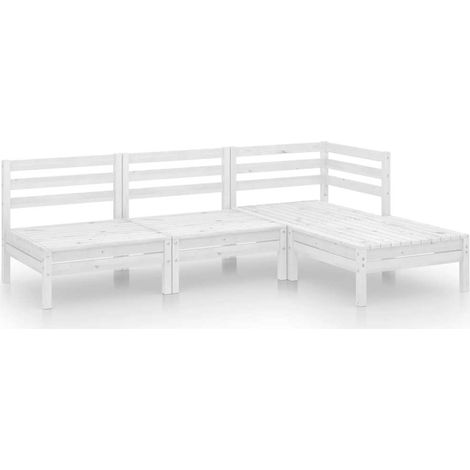 Maison Exclusive - 4-tlg. Garten-Lounge-Set Massivholz Kiefer Wei (1/5)
