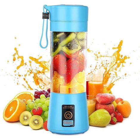 Presse-agrumes Portable, Mélangeur Electrique USB, Mini-mélangeur portable pour Shakes et Smoothies Jus de Fruits, Mélangeur avec 6 Lames 3D