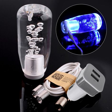 Palanca de cambios modificada para coches, palanca de cambios con iluminación de cristal, diseño personalizado, palanca de cambios LED con forma de onda, palanca de cambios colgante de 10 cm (1/5)