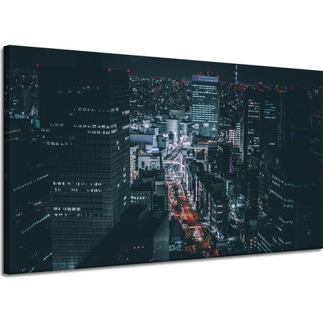 Leinwanddruck „Architektur Tokios bei Nacht“, 120 x 70 cm