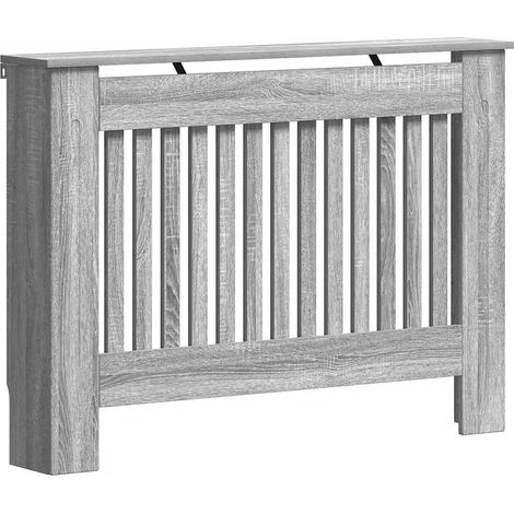 Cache-radiateur design moderne 112 x 19 x 81 cm avec étagère fonctionnelle en bois gris sonoma (1/5)