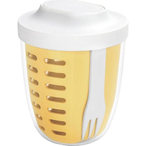 Barquette à salade de fruits avec couvercle et fourchette, 590 ml (20 oz), en plastique hermétique, pour réfrigérateur, anti-fuite, réutilisable, idéale pour le bureau, les fêtes et les voyages. (1/5)