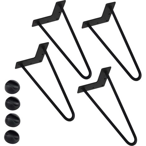 4x Gambe Piedi Tavolo Tavolino Mobili Sgabello 36cm Metallo Design Moderno Nero (1/5)