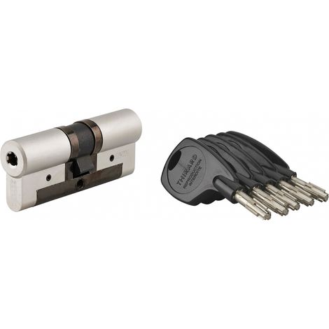 Cilindro europeo Cobra 2+ 38 x 38 mm, nichelato, anti-effrazione, anti-scasso, anti-perforazione, 4 chiavi – THIRARD (1/5)