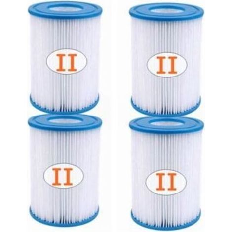 Lot de 4 cartouches filtrantes type II pour piscine Hauteur 135mm Diamètre 104mm Papier ABS polyester Compatible modèles 58094 (1/4)