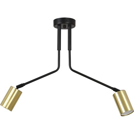 Plafoniera Minimal Tenjin Acciaio Nero 2 Luci Gu10 Ip20 (1/5)