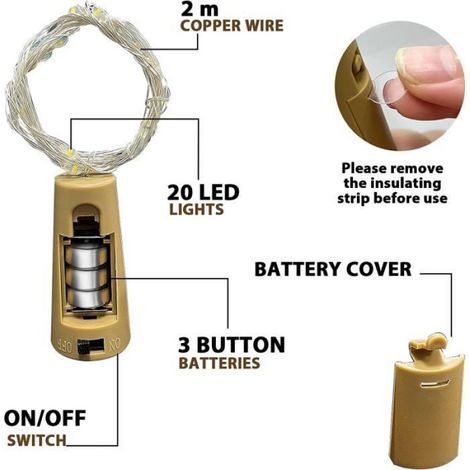 Guirlande Lumineuse - LED - Bouteille - 20 LED - 2m - Étanche - Ambiance Romantique (1/4)