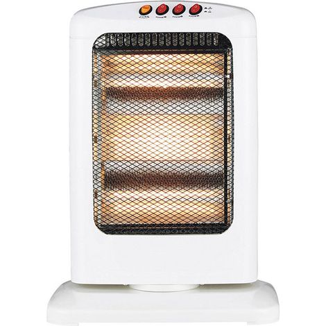 Estufa Eléctrica 1200W Blanco 3 Potencias Oscilante 3 Elementos Antivuelco Asa 44x33x23cm CANDENTE (1/6)