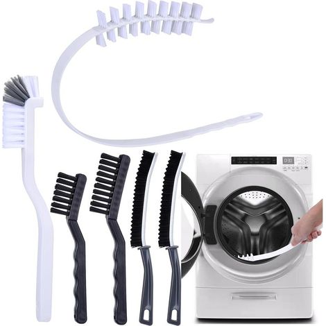 Reinigungsbürsten-Set für Waschmaschinen, bestehend aus 1 Trommelschlitz-Reinigungsbürste und 5 Reinigungsbürsten für die Gummidichtungsschlitze der Waschmaschine