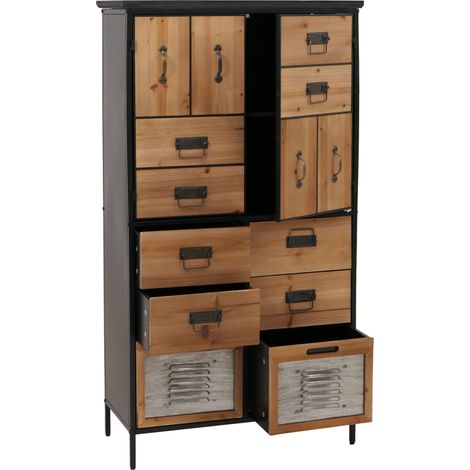 Apothekerkommode HHG-310, Schrank Highboard Schubladen, Vintage Shabby-Look 136x73x35cm, natur (1/4)