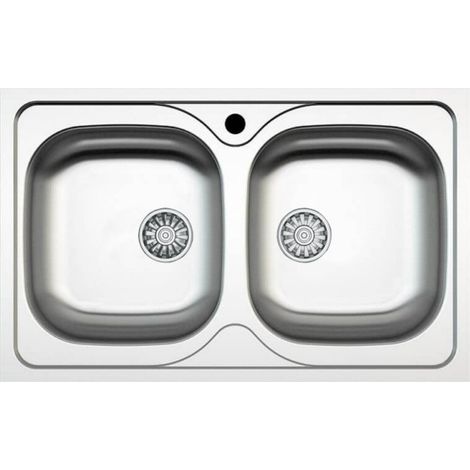 Lavello a due vasche 86x50 cm superficie satinata - SA322