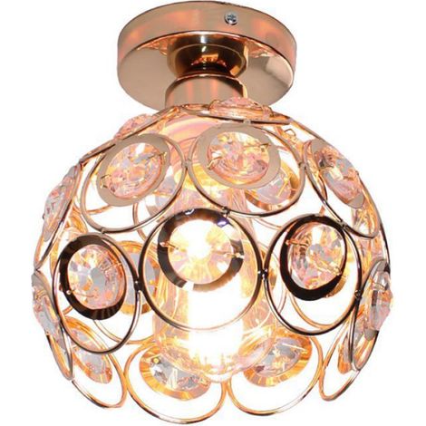 Plafonnier en cristal rétro Design Vintage Industrielle - Luminaire Personnalité Ø20cm - Or (1/3)