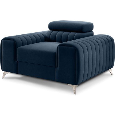 Fauteuil velours LOZA - Confort et design moderne-Bleu nuit (1/5)